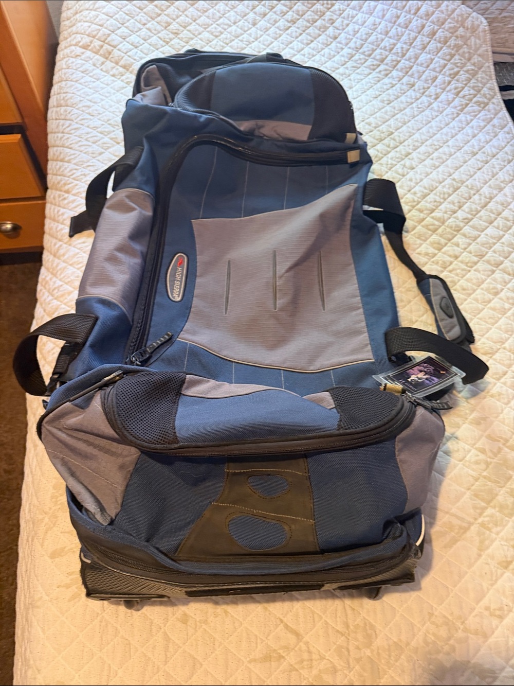 Unbranded Blue and Gray Men’s Duffel Bag with Shoulder Strap
